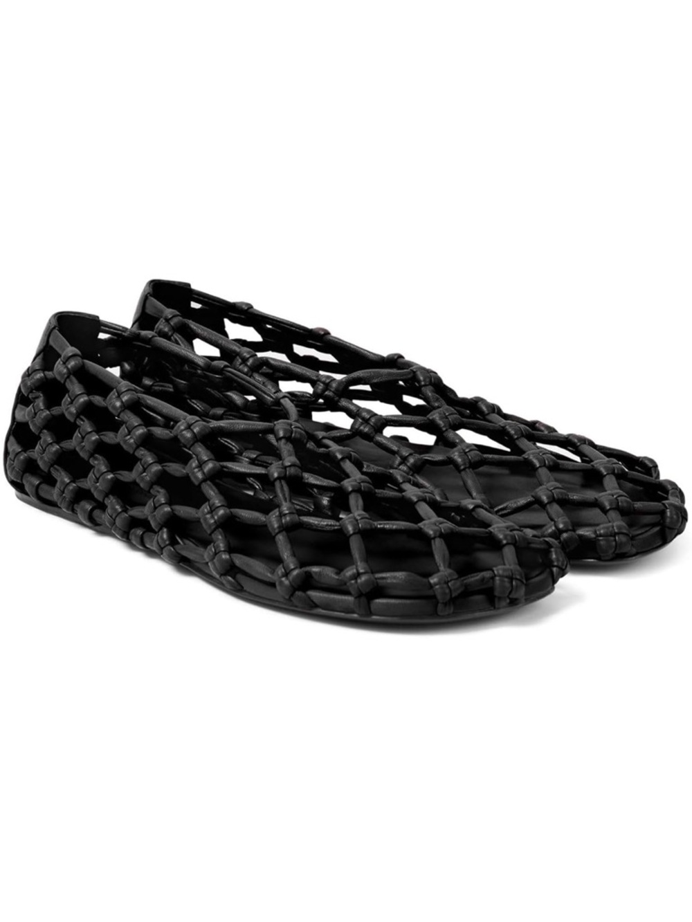 Black Braided Mesh Slip-On Flats